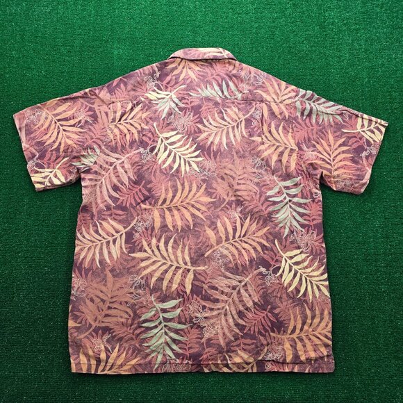 Columbia Shirt Mens Medium/Large Red Orange Floral Leaf‎ Vintage Hawaiian Beach - Picture 9 of 9